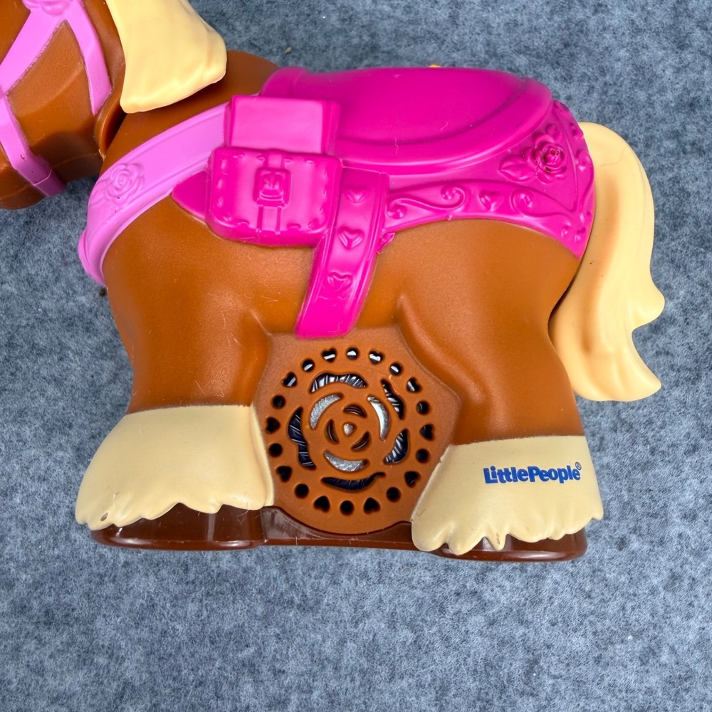 Fisher-Price Little People Disney Princess Brown Horse Sound Toy Pink Saddle - Picture 9 of 13